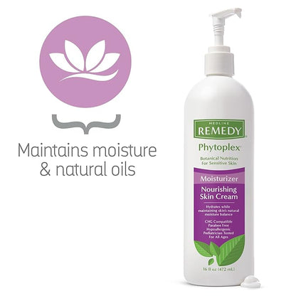Medline Remedy Phytoplex Nourishing Skin Cream, Unscented Skin Moisturizer, Paraben Free Body Lotion, 16 Fl Oz (Pack of 2)