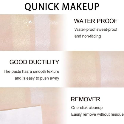 Kaely 2Pcs Cream Highlighter Stick Kit,Cheek Contour Glitter Lasting Waterproof,09+12