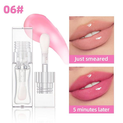 MAEPEOR Changing Lip Gloss 7 Colors Moisturizing Non-sticky Lip Oil Gloss Nourishing Shiny Glossy Lipgloss for Lip Care and Dry Lip (Color 06)