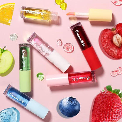 BINGBRUSH 6 Pcs Fruity Color Changing Lip Gloss lipstick, Pink Magic Mood Lip Oil Tinted,Temperature Color Change Lip Stain Lip Balm, Longlasting Lips Will Not Dry Out