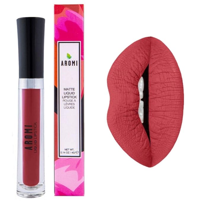 Aromi Brick Red Matte Liquid Lipstick | Warm, Earthy Burgundy Lip Color, Long-lasting and Kiss-Proof, Vegan, Cruelty-free, Waterproof, Handmade (Brick Red)