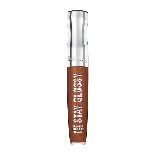 Rimmel London Stay Glossy, 455 Penny To My Name, Lip Gloss, Non-Sticky, Cruelty-Free, Color and Shine, Up To 6-Hour Wear, Precise Applicator, 0.18oz
