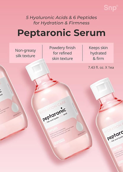 [K Beauty Snp] Peptaronic Skincare Serum | Peptide and Hyaluronic Acid Face Serum | Firming, Soothing, and Moisturizing for Dry Skin Types | Korean Face Skin Care for Gift | 7.43 Fl Oz