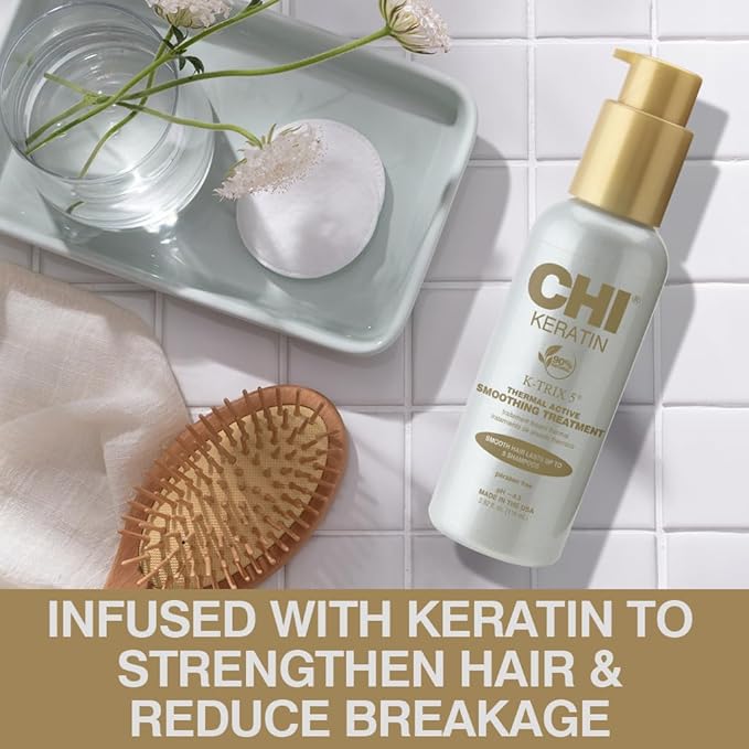 CHI Keratin K-Trix 5 Smoothing Treatment, Hair Serum For Creating Smooth, Frizz-Free Styles That Last, Sulfate, Paraben, & Cruelty-Free, 3.92 Oz