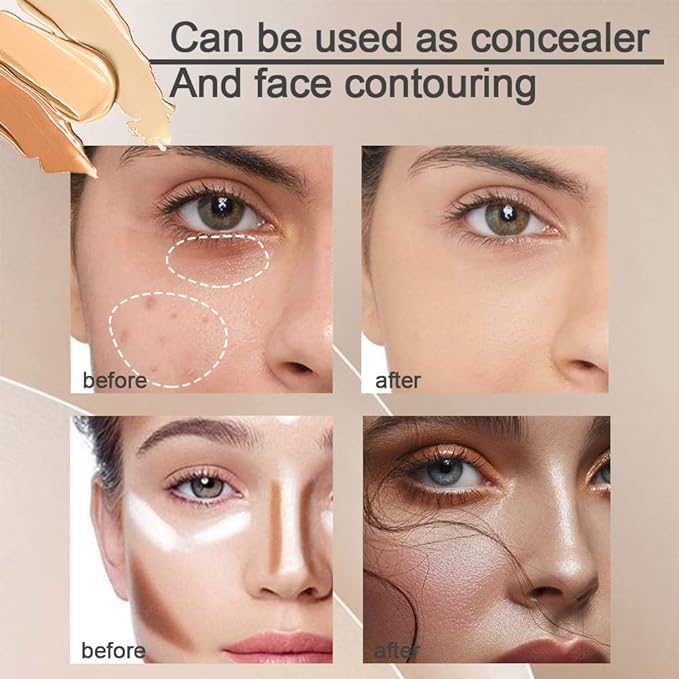 2pcs Tri-color Face Concealer Contour Palette With Brush Light