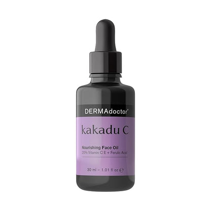 DERMAdoctor 20% Vitamin C Face Oil with Vitamin E & Ferulic Acid | Kakadu C High-Potency Evening Oil, Anti-Aging, Brightening & Hydrating Glow | For All Skin Types – 1.01 fl oz