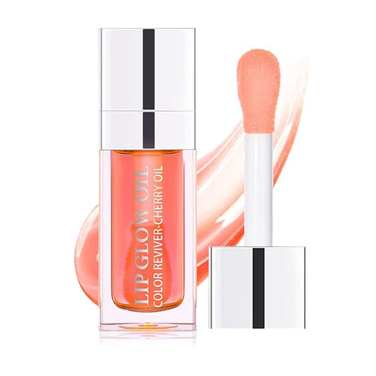Lip Oil, Hydrating Lip Gloss Tinted Lip Balm Transparent Lip Care, Big Brush Head Glitter Shine, Long Lasting Nourishing Non-sticky Fresh Texture