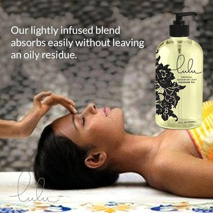 Lulu Massage Oil 16 Ounces for Full Body Massages of Joint and Muscles. Scented with Essential Oils and Sweet Almond Oil. for Couple Massage Therapy. Made in USA