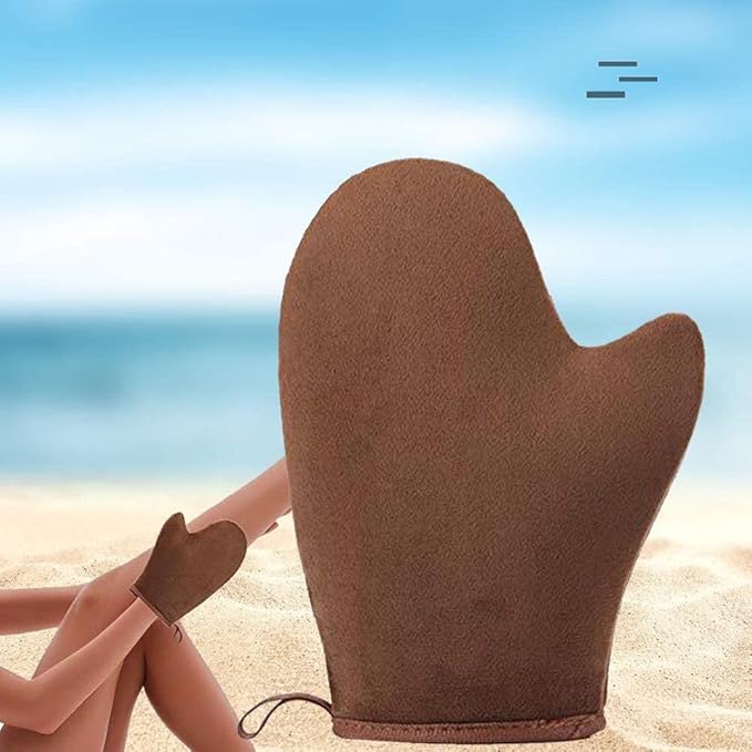 VNITT 3 IN 1 Self Tanning Mitt Applicator Kit Set,Self Tanning Glove and Back Self Tanner Applicator Kabuki Self Tanner Brush,Sunscreen Brush- Fake Tan Applicator for Face and Body,Hands