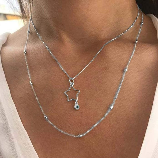 Bohemian Multi-layer Necklace with Hollow Star