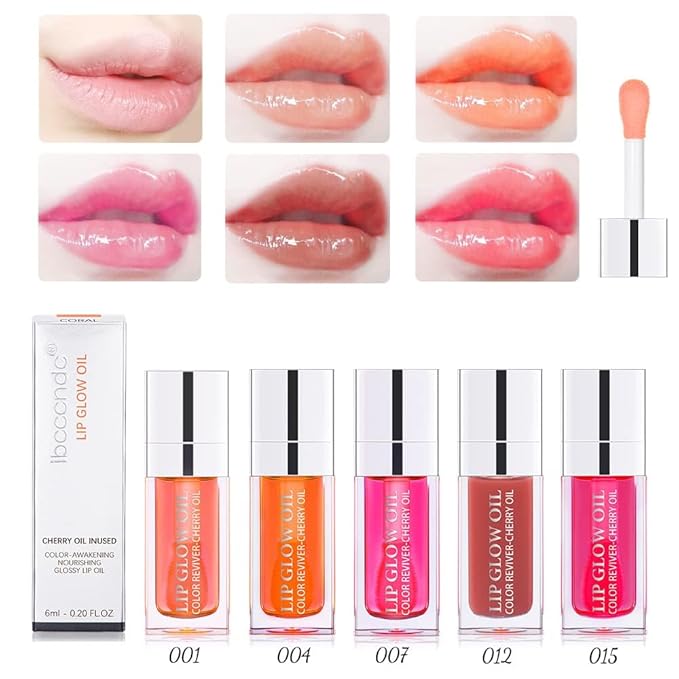 Hydrating Lip Glow Oil, Moisturizing Lip Gloss, Plumping Lip