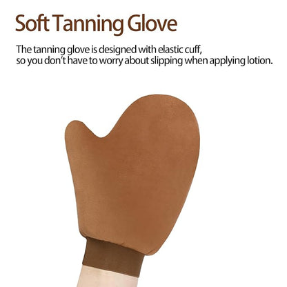 3 Pack Self Tanning Mitt Applicator Kit Set Self Tan Back Applicator with Self Tanning Glove for Self Tan Mitt Mini Self Tan Glove and Sunscreen Brush (Brown)