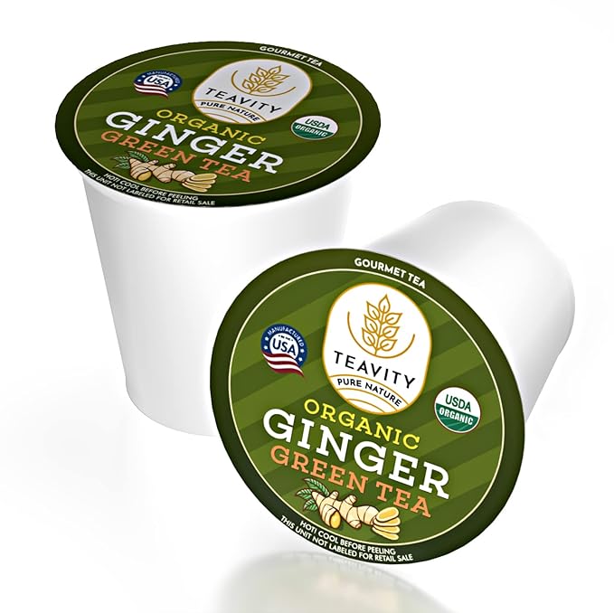 Organic Ginger Green Tea Pods for Keurig by Teavity (36 Tea Pods)