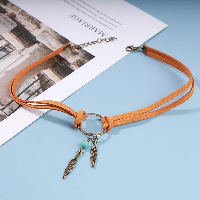 Boho Layered Suede Choker Necklace Tiny