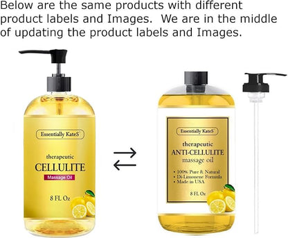 Cellulite Massage Oil 8 Fl Oz - Helps Break Down Fat Cells in Hip, Thighs, Buttocks, and Abdomen - Absorbs Immediately - Beautiful Scent