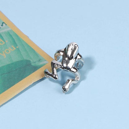 Vintage Frog Cuff Earrings Silver Frog