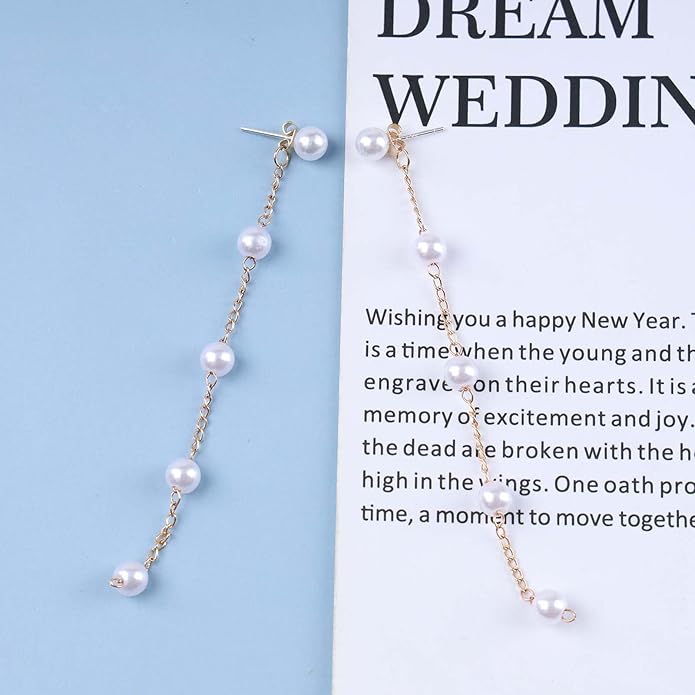 Boho Long Pearl Drop Earrings Vintage