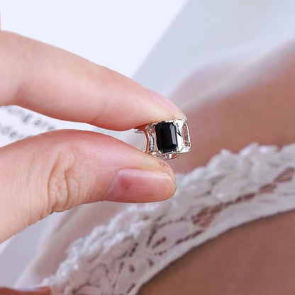 Vintage Crystal Ear Cuff Earrings Black Onyx Cuff