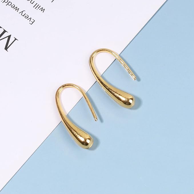 Water Tear Drop Earrings Abstract Droplet Hoop Earrings