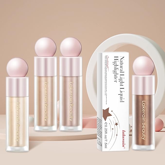 Liquid Highlighter Makeup, Natural Silky Shimmer Finish Liquid Gold Shimmer)