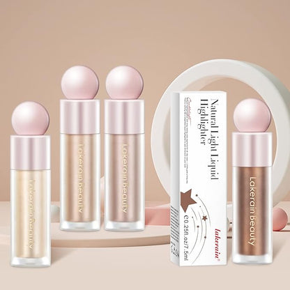 Liquid Highlighter Makeup, Natural Silky Shimmer Finish Liquid Gold Shimmer)