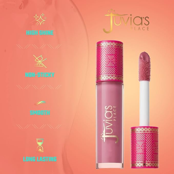 Juvia's Place Lip Gloss Reflect Kiss Me,Soft Rosy Baby Pink,Smooth and Creamy, Long Lasting Non-Sticky, Luscious High Shine Glow,16 oz,