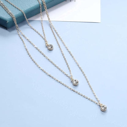 Boho Layered Crystal Necklace Gold Rhinestone
