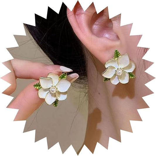 Unique Blue Flower Earrings Studs Vintage
