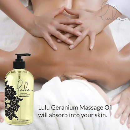 Lulu Massage Oil 16 Ounces for Full Body Massages of Joint and Muscles. Scented with Essential Oils and Sweet Almond Oil. for Couple Massage Therapy. Made in USA