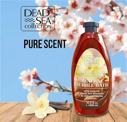 Dead Sea Collection Bubble Bath with Almond Vanilla for Women and Men - Sweet Almond Oil and Dead Sea Salt - Nourishing and Moisturizing Skin - Pack of 2 (67.6 fl.oz)