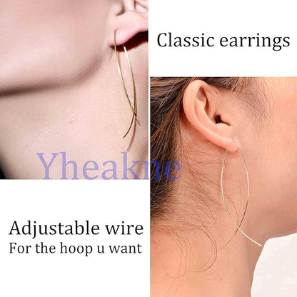 Boho Thin Arch Hoop Earrings Gold Threader Wire