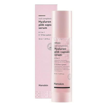 Hanskin Real Complexion Hyaluron Pink Capsule Serum with Vitamin B12, Intensive Moisture Deep Hydration, Hyaluronic Acid [50ml]