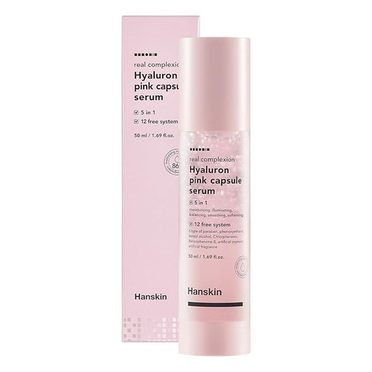 Hanskin Real Complexion Hyaluron Pink Capsule Serum with Vitamin B12, Intensive Moisture Deep Hydration, Hyaluronic Acid [50ml]