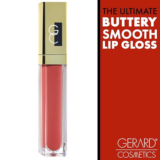 Gerard Cosmetics Color Your Smile Lip Gloss - Passion | Moisturizing Lip Gloss with Mirror and LED Light | Super Pigmented | Shiny Finish | Nude Lip Color | Cruelty Free and Made in USA