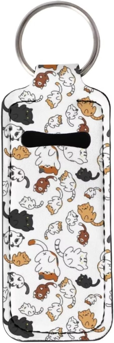 Bulopur Cartoon Cats Chapstick Holder Keychain Pouch Storage Storage