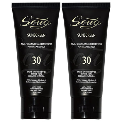 Sunscreen Black Girl, Sunscreen for black skin,Face & Body Moisturizing Sunscreen SPF 30, Black Gir'l Sunscreen for black women kids,Sunscreen no white cast 2PCS