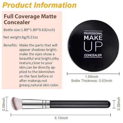 Pot Concealer with Makeup Brush Set,Tattoo Color Correcting (05-MEDIUM HONEY)