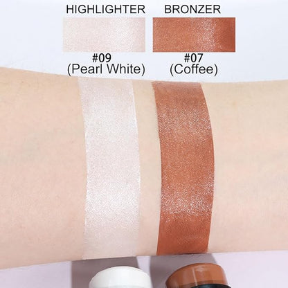 Kaely 2Pcs Cream Contour Highlighter Stick Kit,Bronzer Cheek Stick Waterproof,07+09