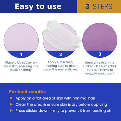 UV Detection Stickers for Sunscreen Reapply Reminder, Suitable for Kids & Adults, 40 Sticker Patches, Sun Cream Detection New