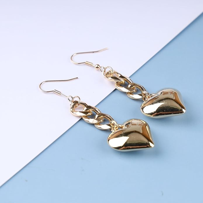 Boho Large Heart Drop Earrings Vintage