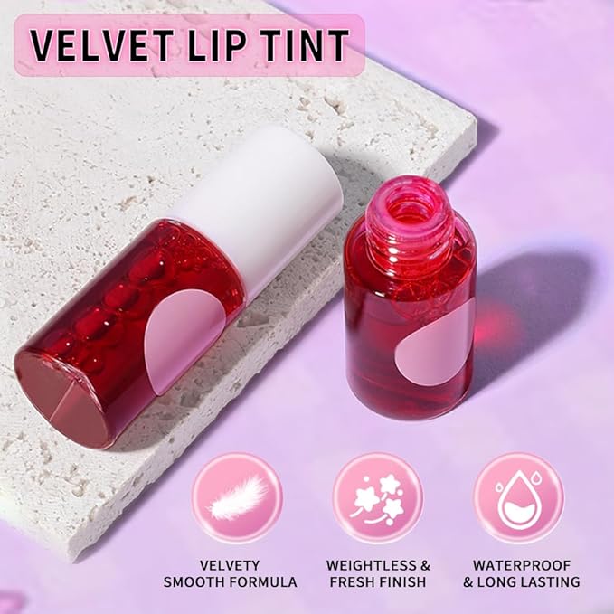 Lip Tint Stain, Lip Glosses, Moisturizing Lip Stain, Lip Tint, Skin Tint, Lip-Plumping, Non-sticky, Long Lasting Lip Makeup (4 colors)