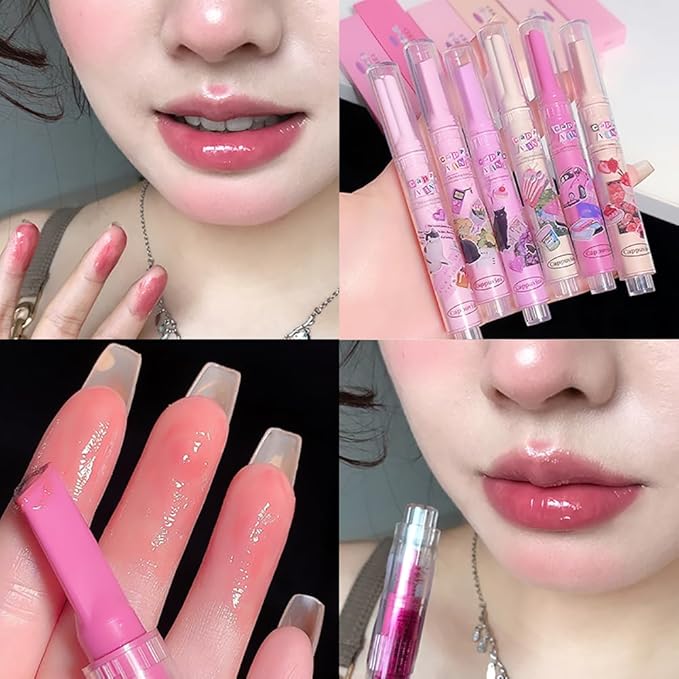 Petansy 6 Colors Jelly Lipstick Heart Shape Lipstick Plumping