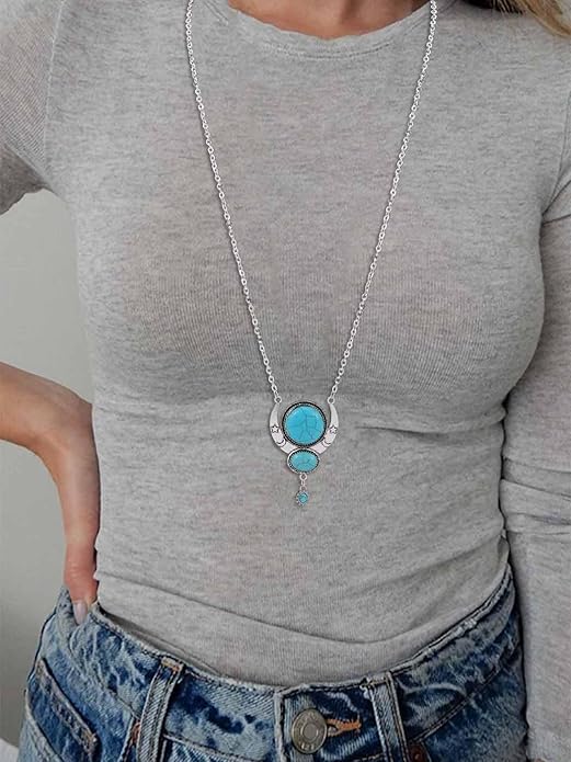 Y2K Necklace Puffy Turquoise Beaded Necklaces