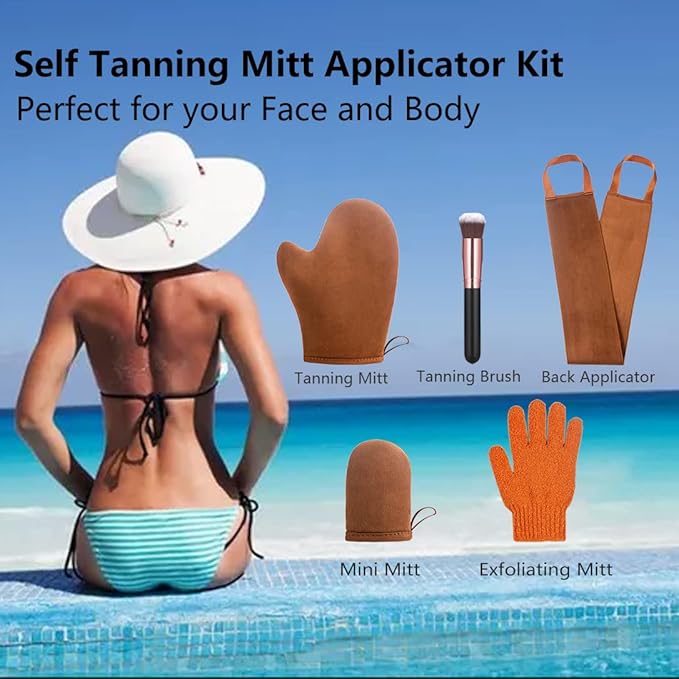 5 Pack Self Tanning Mitt Applicator Tanning Mitts Self Tanner Kit, Self Tanner Mitt Applicator Sunless Tanner Mitt Self Tanning Glove for Self Tan Mitt Applicator Self Tanner Mit Tanner Glove