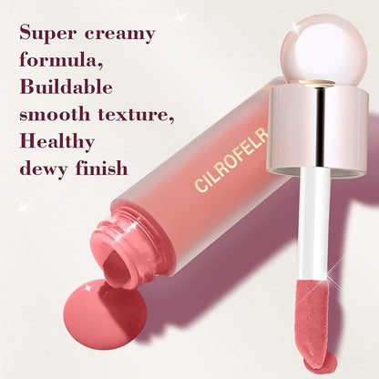 Cilrofelr Dewy Liquid Blush, Soft Cream Liquid Blush Fuchsia Pink)