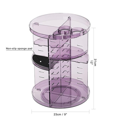 Rotating makeup organizer for vanity,