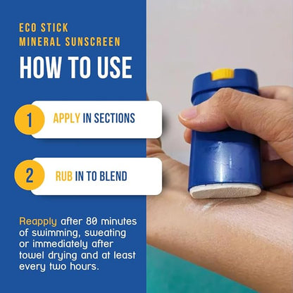 STREAM2SEA EcoStick SPF 35 Mineral Sunscreen Stick, Sweat Water Resistant Sunblock, USDA Approved Biodegradable Paraben Free Reef Safe Sunscreen Protection Against UVA UVB (EcoStick Sport) - 0.5 oz