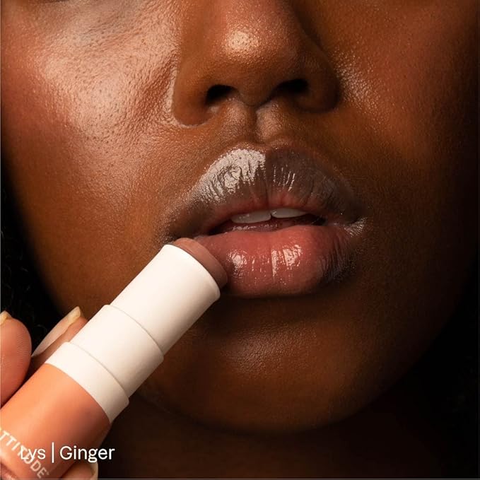 ATTITUDE Oceanly Sheer Lip Gloss Stick, EWG Verified, Titanium Dioxide-Free, Vegan Makeup & Beauty, Cruelty-Free, Plastic-Free, Ginger, 0.12 Ounces