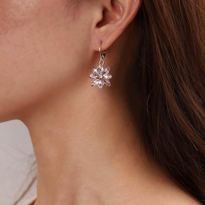 Vintage Blue Crystal Flower Earrings Sapphire