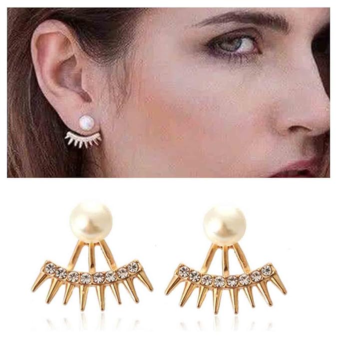Punk Spike Ear Jacket Earrings Gold